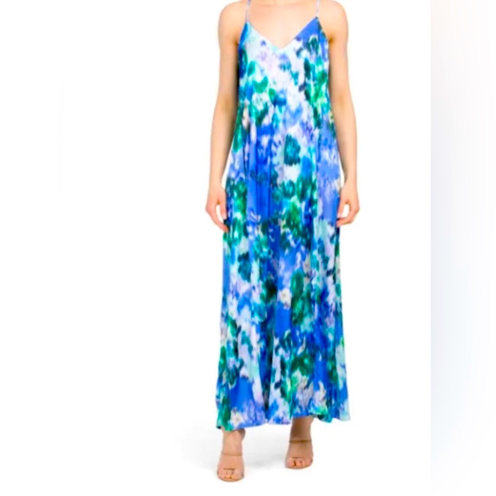Nicole Miller Blue abstract print Maxi Dress in size Small NWT